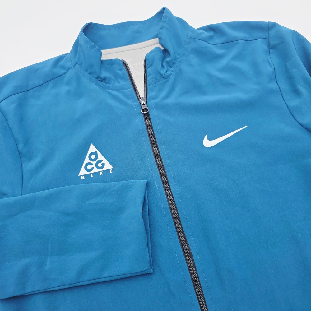 Nike ACG Dri-FIT Full Zip Jacket Mens Large Teal Blue Mock Neck Windbreaker